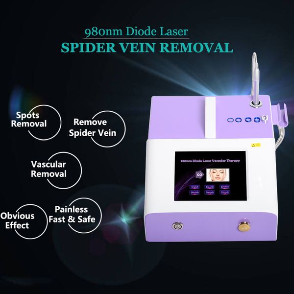 

professional laser vascular treatment machine 980nm vascular therapy diode laser spider veins varicose removal facial redness instrument, Black