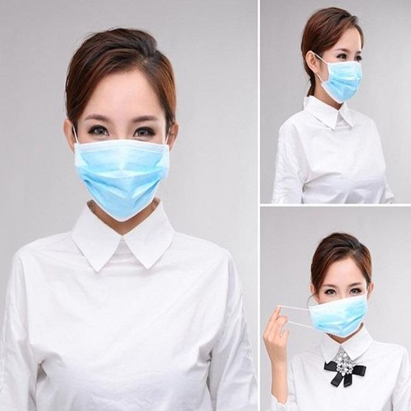 

500pcs ce approved 3 layer disposable face mask 3ply anti-fog facial protective cover mask dustproof safety earhook hygiene mask