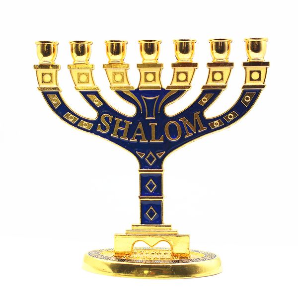 

menorah candelabra shalom jerusalem candle holder 7 branched