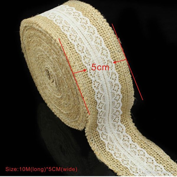 2 Meters Rustic Wedding Party Natural Jute Burlap Hessian Ribbon 80mm Wide