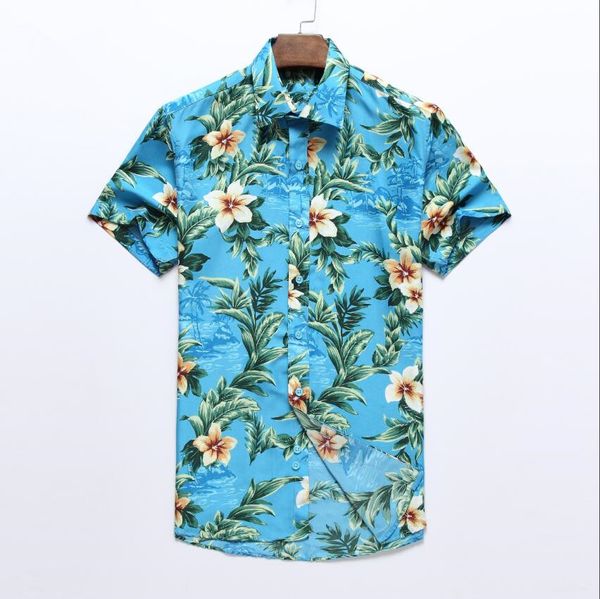 

2019 new pb2051 men shirt summer style brand print beach hawaiian shirt men casual short sleeve hawaii shirt chemise homme asian size, White;black
