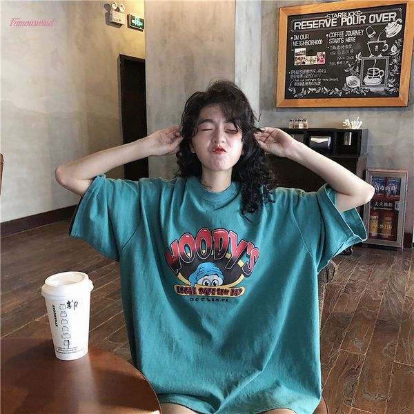 

2020 early spring new large version of loose cec short sleeved t shirt female version ins lazy wind wild clothes, White