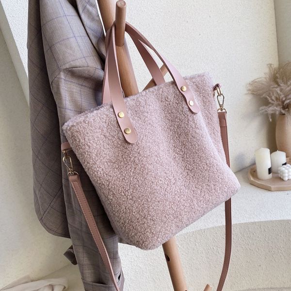 

plush bucket bags for women 2019 winter warm shoulder crossbody bag female large capacity handbag ins vintage tote bag