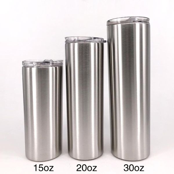 

15/20/30oz stainless steel cup tumbler with lid and reusable straw travel water bottles outdoor travel stemless water mug mma1794