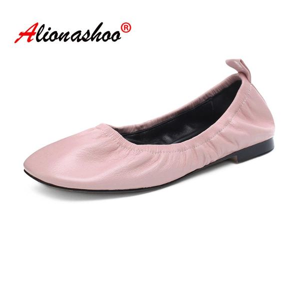 

2020 spring ballet flats shoes women genuine leather loafers ladies shoes soft comfortable casual large size 34-44, Black
