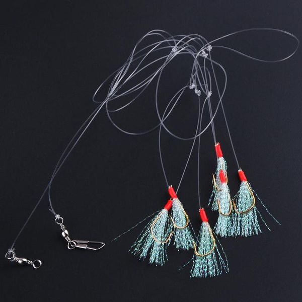 

6pcs simulation barbed sabiki fishing hook rigs size 6 bait hooks for lure fishing accessories carp practical use tools