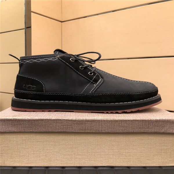 

the highest version of australian luxury snow boots men's shoes flat heel thick martin boots men's short boots casual shoes size 3, Black