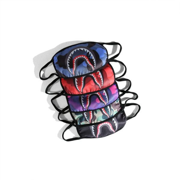 

Hip Hop Trendy Half Face Mouth Mask Shark Colorful Camouflage Earloop Elastic Anti-Dust Kpop Muffle Protective Cover SSA277