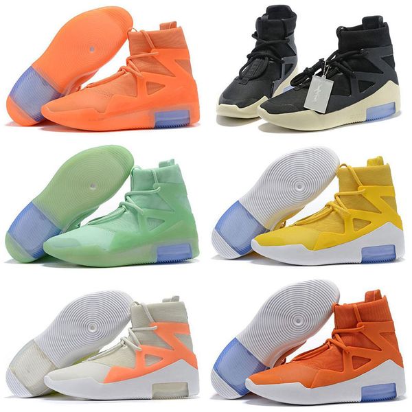 

what the fear of god x fog shoot around light bone triple black high basketball shoes orange yellow fashion zip sports sneakers size40-46