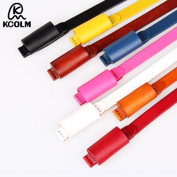 

53hkv women's pure head layer cowhide thin genuine leather knotted magic belt color decorative belt metal-magic candy candy anti-allerg, Black;brown