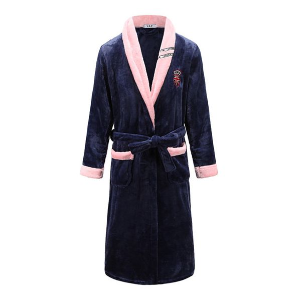 

autumn/winter men nightgown kimono bathrobe gown coral fleece negligee v-neck intimate lingerie solid colour sleepwear, Black;brown