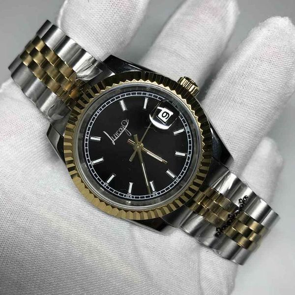 

36mm&40mm black dial watch glide smooth second hand gold&silver watch mechanical watches date-just, Slivery;brown