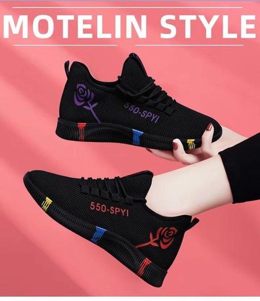 

summer new fashion comfortable breathable increased sports shoes ladies casual shoes non-slip thick bottom korean running, Black