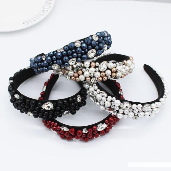 

fashion rice beads crystal headband handmade multicolor wilde hairband casual woman travel hair accessories lady jeweled tta-1108, Silver