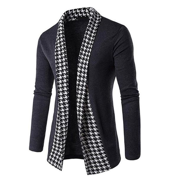 

новая мужской кардиган slim fit с длинным рукавом нагрудные хаундсет лоскутную открыта передняя шаль tops пальто outwear, Black;brown
