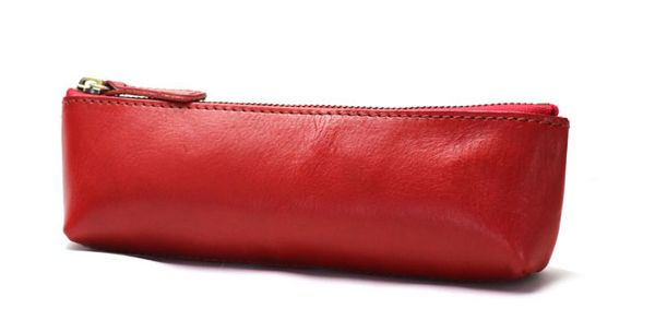 

monogrammed genuine leather zipper pen case pencil bag large capacity leather handmade creative school stationary