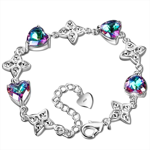 

romantic heart shape new fashion z bracelets for women 925 silver jewelry charm bracelet wedding party anniversary gifts, Golden;silver