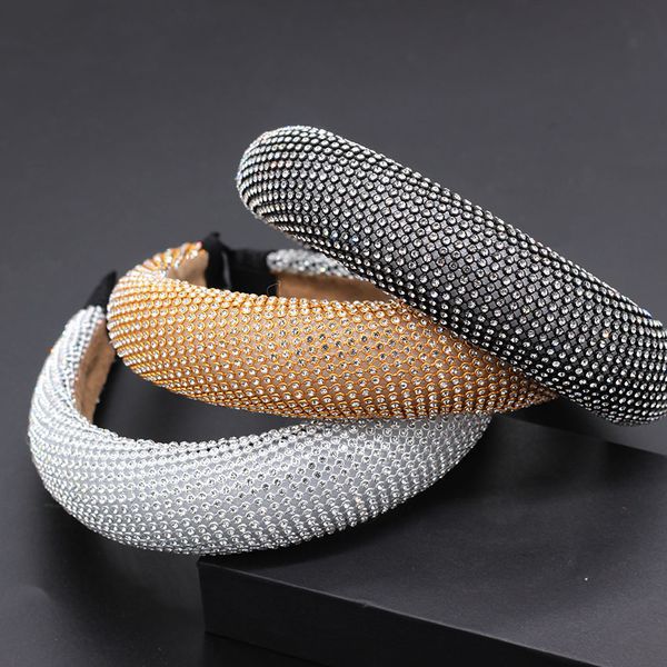 

new fashion temperament exaggerated mesh rhinestone headband travel wild casual headband fashion ball wild headband 780, Golden;white