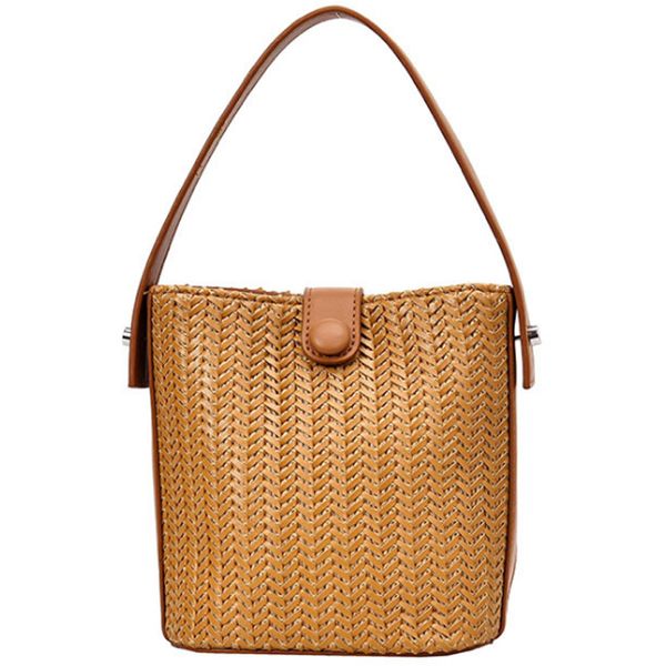 

new wave retro fashion straw bucket bag simple wild shoulder messenger bag