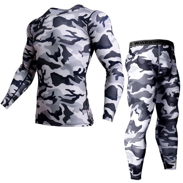 

men's camouflage compression running pants sportswear jogging t shirts leggings tracksuit sets male gym fitness crossfit clothin, Black;blue