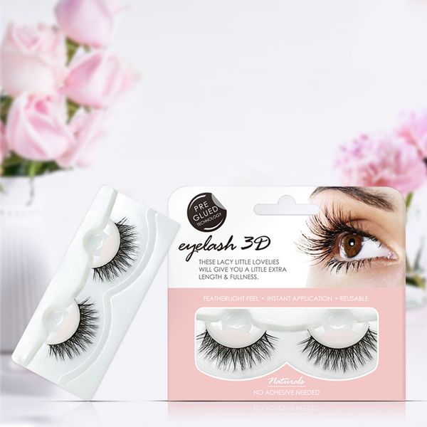 

self-adhesive eyelashes synthetic hair quick makeup durable false lashes no glue 3d pre-glued lashes natural eyes makeup tool