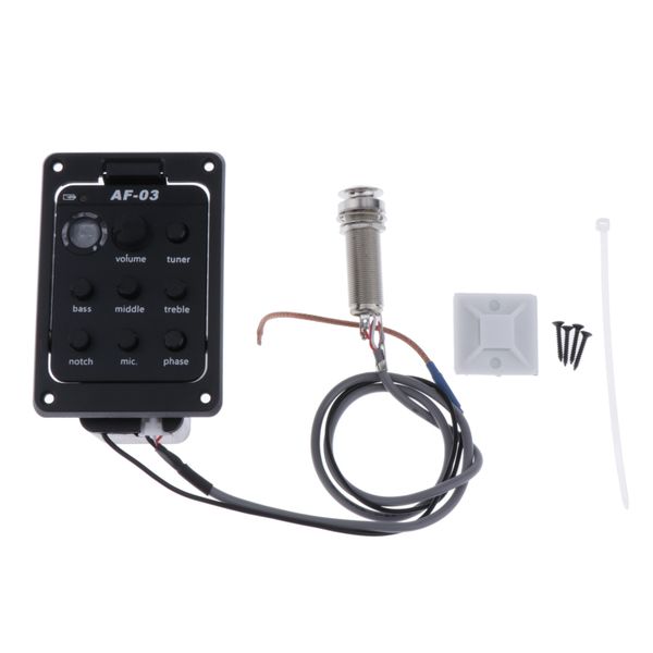 

4 band eq equalizer acoustic guitar preamp piezo pickup tuner built-in mic black