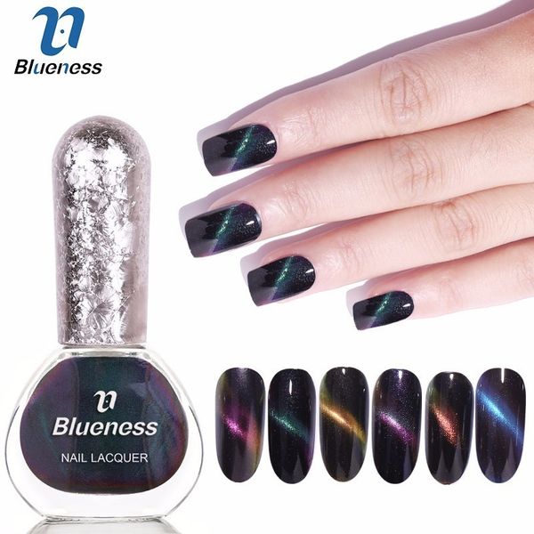 

blueness 1bottle gel for nail polish 6d holographic chameleon cat eye 7.5ml glitter varnish nail art lacquer black base needed