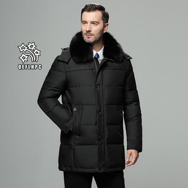

2018 men cotton padded clothes keep warm in winter cotton-padded jacket men thick coat loose style men's down & parkas coats hooded lon, Black