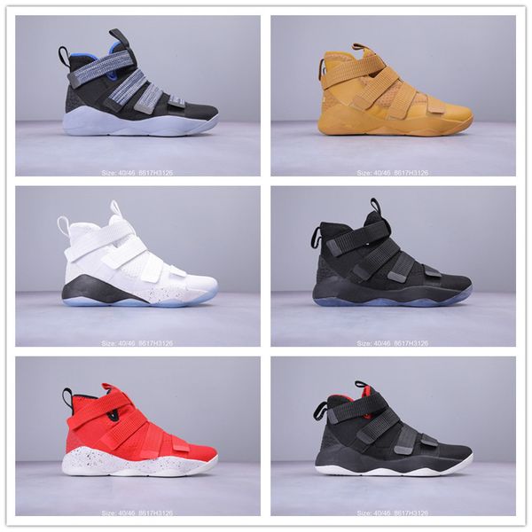 

new james soldier xi 11 mens basketball shoes black white red blue chaussures high soldiers designer sports sneakers size 40-46