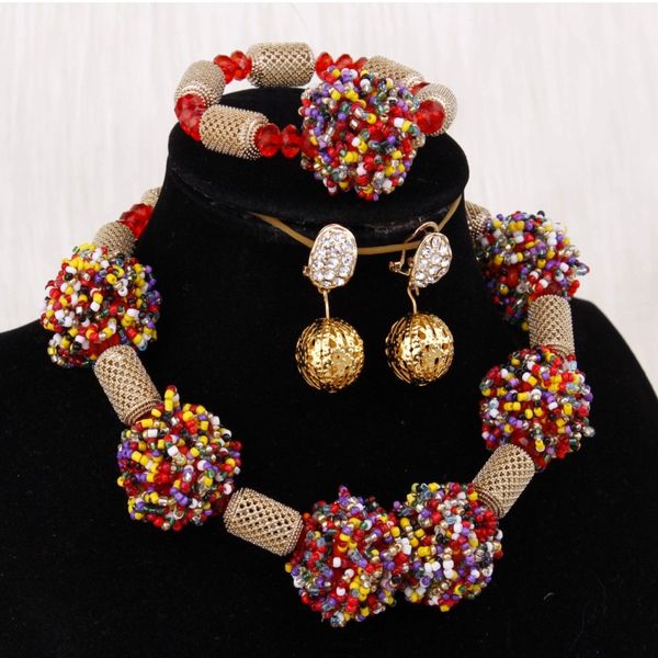 

women wedding jewelry sets for women colorful crystal and gold dubai necklace set nigerian wedding beads choker necklace set, Slivery;golden