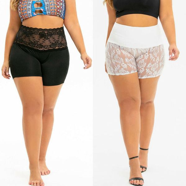 

women ladies solid elastic safety lace soft under shorts pants underwear safety shorts panties, Black;pink