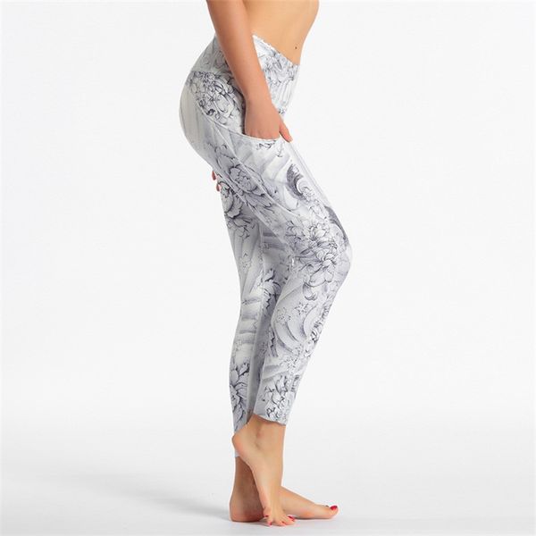 

printing bulifting pants flowers pattern high waist bodybuilding athletic trousers ladies yoga exercise leggings clothes 65om e19, White;red