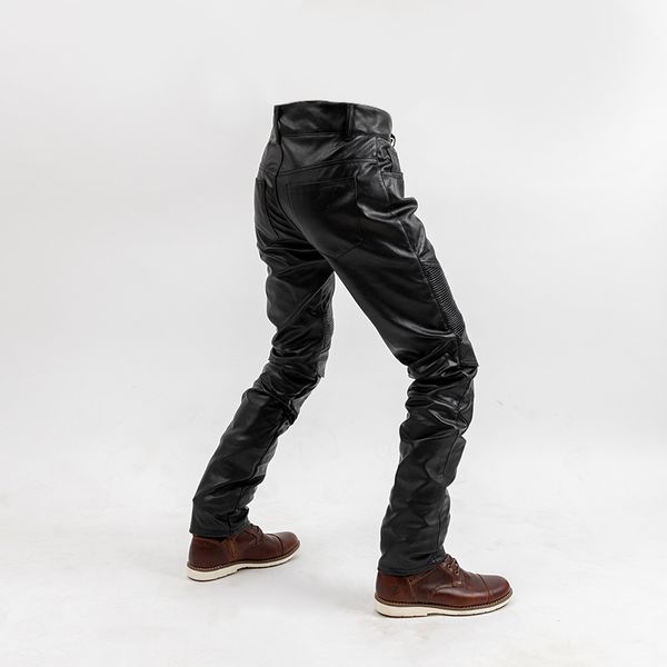 

2019 new men's motorcycle waterproof pu leather trousers motocross drop resistant riding racing pants, Black;blue