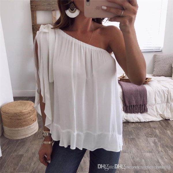 

summer tshirts solid off shoulder ladies casual plus size womens clothing candy color women, White