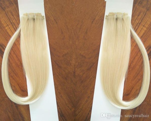 

indian remy hair clip in on human hair extension 14"-24" 7pcs set 70g platinum blonde color 60#, Black
