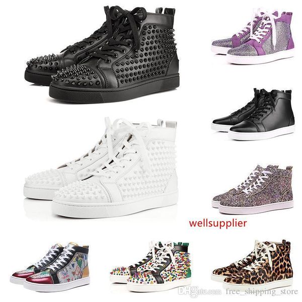 

дизайнер совершенно новый красный низ шипованные шипы квартиры обувь для мужчин женщин черный белый синий любителей вечеринок натуральная ко