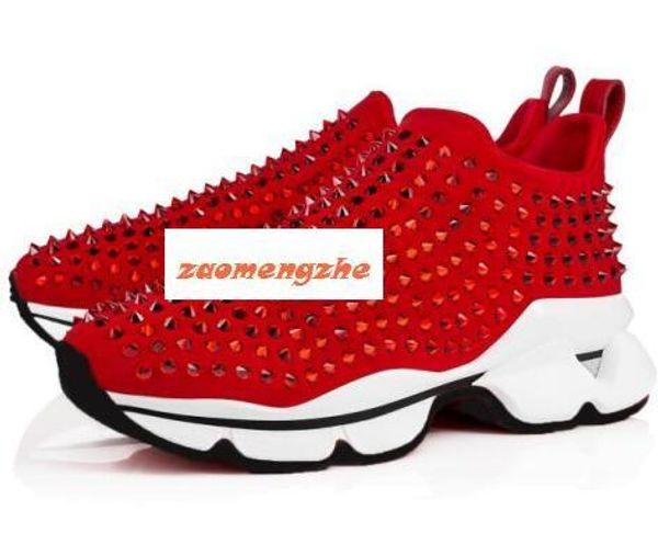 

men designer running red shoes krystal spike sock trainers bottom sneakers neoprene rivet sneaker for us 7, Black