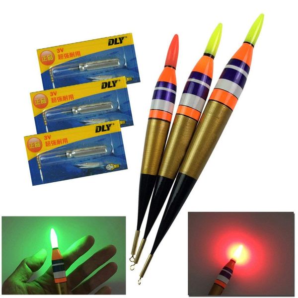 

3pcs led balsa wood lighting electronic fishing float rock saltwater sea luminous fishing buoy glow floats