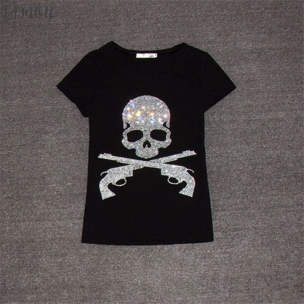 

2020 harajuku t shirt skull diamonds summer t shirt woman short sleeve women white black cotton tee tshirt t shirts 62561