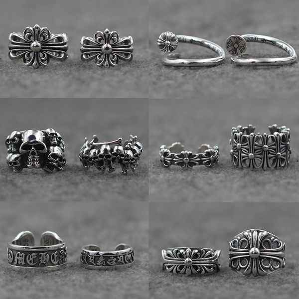 

rings in sterling silver chro star crusaders flower thai silver rings open men and women rings kka4806