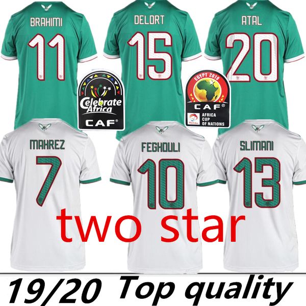 

2 stars 2019 african cup champion algeria soccer jersey mahrez feghouli slimani brahimi football soccer shirt 19 20 algeria maillot de foot, Black;yellow