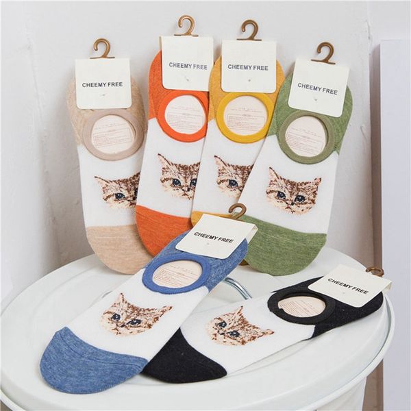

women socks breathable sports socks kawaii cute cat boat comfortable blend ankle for summer spring, Black