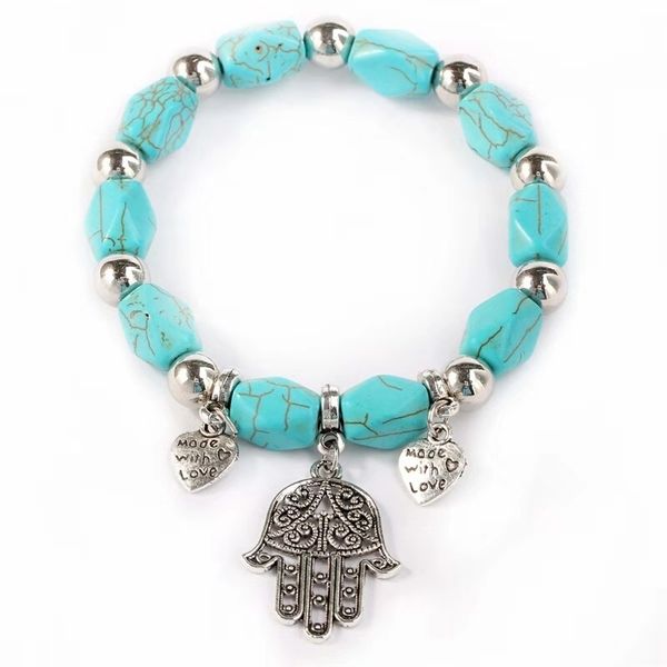 

ретро бирюзовые браслеты из бисера сделаны с любовью письма сердца полые ручной кулон пряди браслет женщины девушка бусы ручной работы ювели, Black