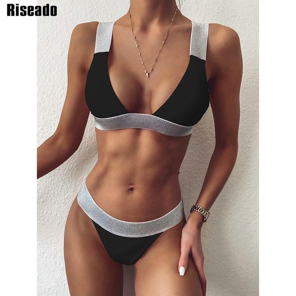

riseado блестящая бинты бикини set push up swimsuits knotted купальники женщины сплошной купальный костюм бразильский biquini 2020 пляжная о