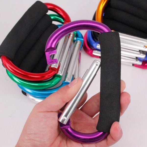 

sponge large colorful aluminum alloy d shape climbing button carabiner keychain outdoor roller skating shoes buckle supermarket bag buckle