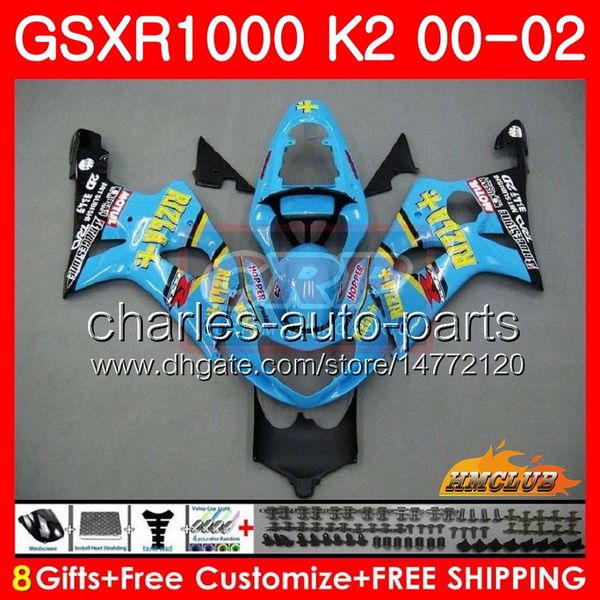 

bodys for suzuki gsxr 1000 gsx-r1000 gsxr1000 00 01 02 frame 14hc.29 gsx r1000 k2 00 02 gsxr-1000 2000 2001 2002 fairing new rizla cyan kit