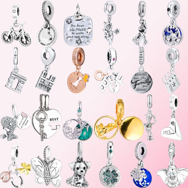 

2019 spring 100% 925 sterling silver bicycle butterfly lion puppy dinosaur heart shape clover pendant wholesale