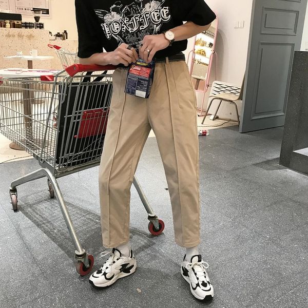 

2019 summer japanese style men's new pattern leisure casual pants western-style trousers male black/khaki color suit pants m-2xl