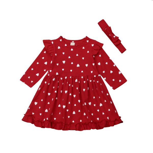 

2019 style newborn toddler kids baby girls spring summer autumn 2pcs long sleeve dress party princess tutu dress 6m-3y, Red;yellow