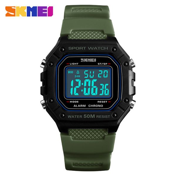 

skmei men sports watches 50m waterproof back light led digital watch chronograph double time wristwatches relogio masculino 1496, Slivery;brown
